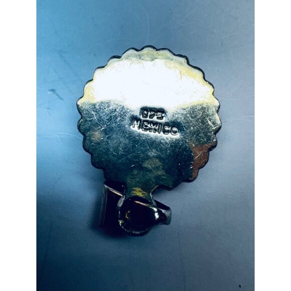 Estate 925 Sterling Silver Black Onyx Round Pendant Necklace Vintage Mexico - Picture 8 of 8